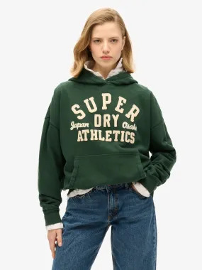 Superdry Athletic Essentials Applique Oversized Hoodie - Green