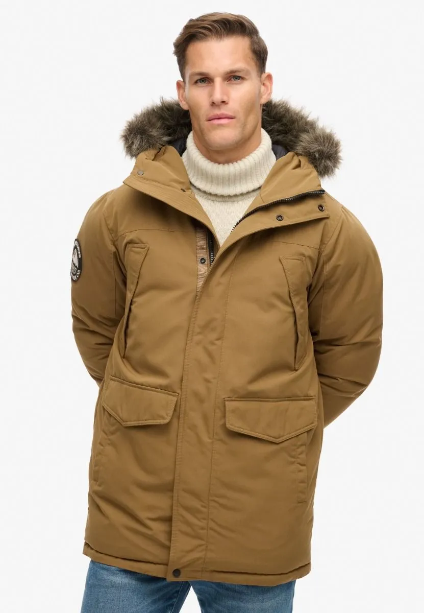 Superdry Everest Faux Fur Parka Jacket Kangaroo Brown