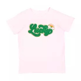 Sweet Wink - Lucky Script Patch St. Patrick's Day Short Sleeve T-Shirt in Ballet Pink