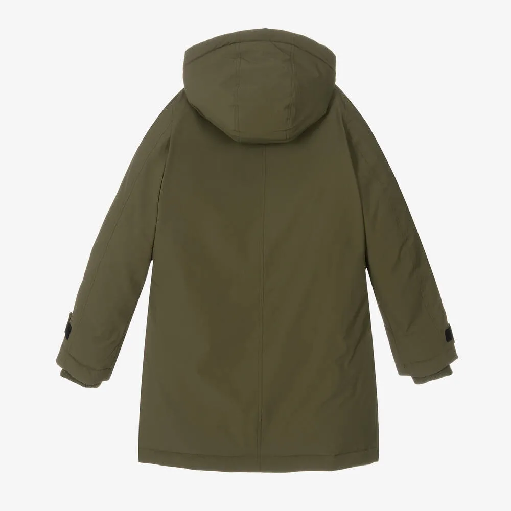 Teen Boys Green Down Parka Coat