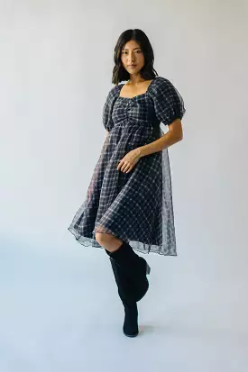 The Osburn Babydoll Dress in Black Plaid