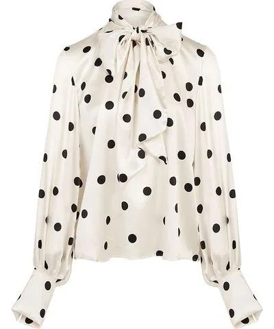 The Summer Edit Women's Kat Pussybow Blouse - Polka Dot