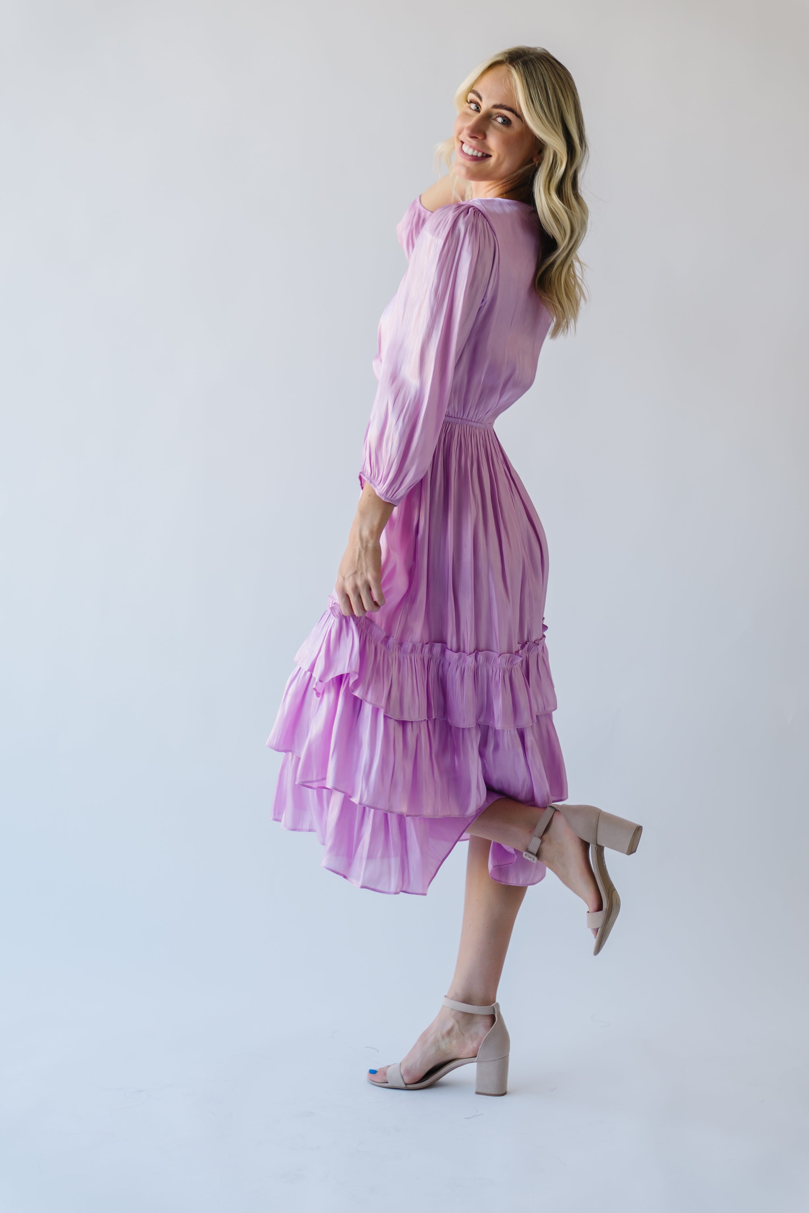 The Whitmore Ruffle Detail Dress in Pink