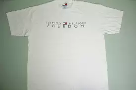 Tommy Hilfiger Freedom Vintage Flag Spellout 90's Made In USA T-Shirt