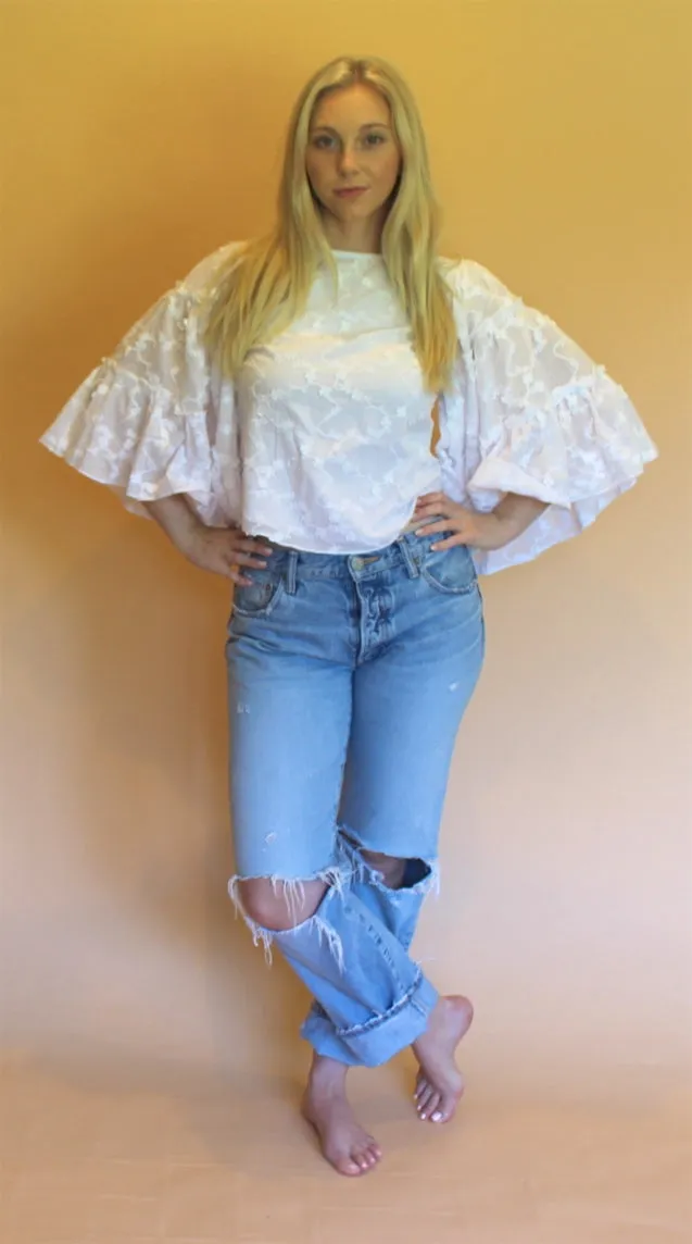 TRYB White Embroidered Blouse