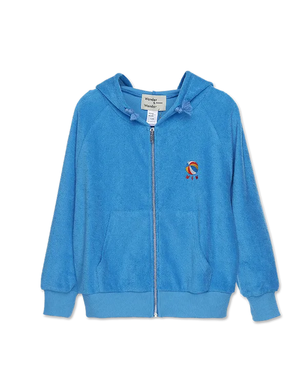 Wander & Wonder Terry Zip Up Hoodie in Sky