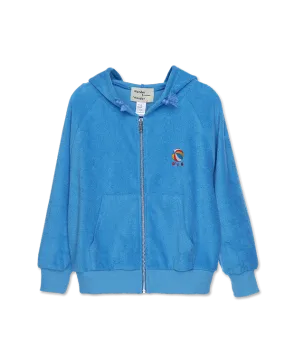 Wander & Wonder Terry Zip Up Hoodie in Sky