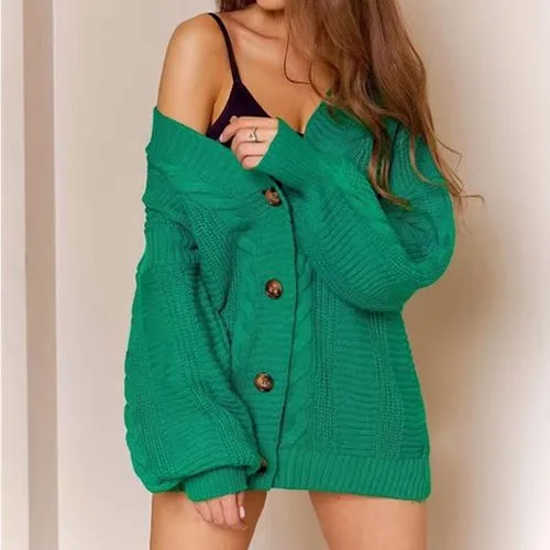 Women's Cardigan Long Sleeve Sweaters & Cardigans Button Fashion Solid Color