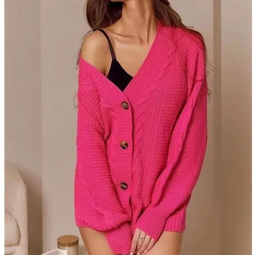 Women's Cardigan Long Sleeve Sweaters & Cardigans Button Fashion Solid Color