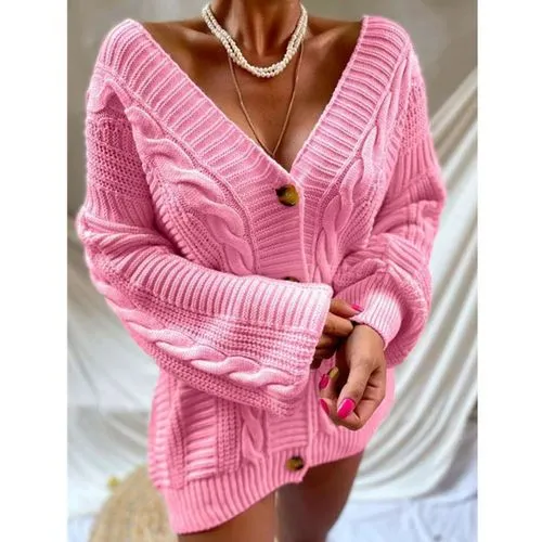 Women's Cardigan Long Sleeve Sweaters & Cardigans Button Fashion Solid Color