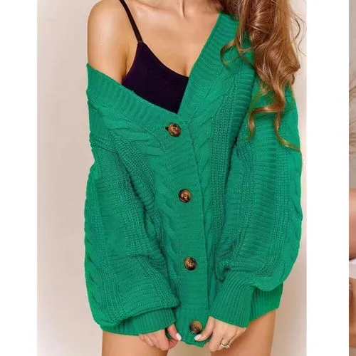 Women's Cardigan Long Sleeve Sweaters & Cardigans Button Fashion Solid Color